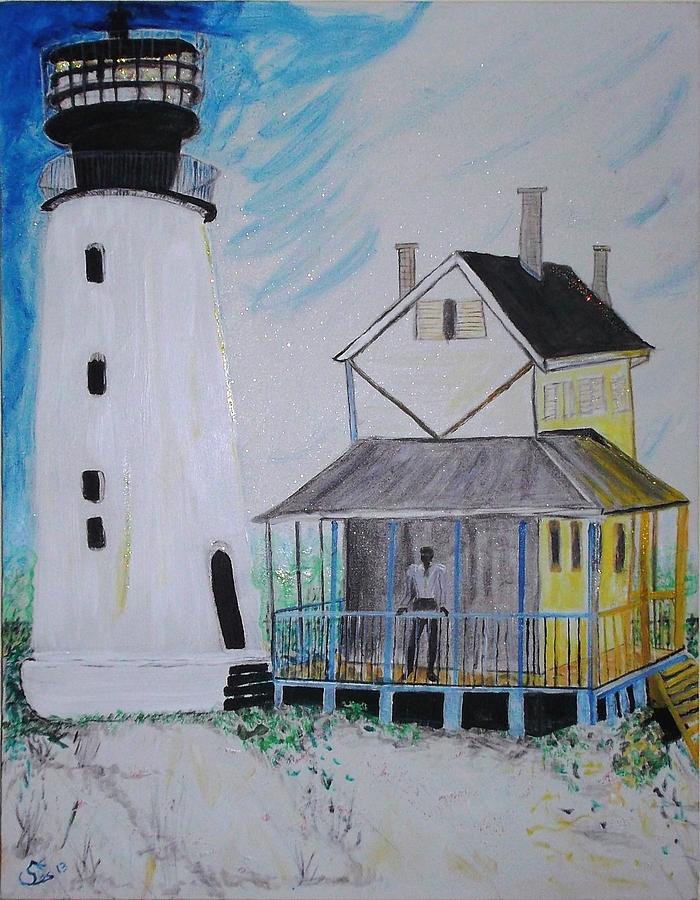 Lewes 1926 Lighthouse Painting by Leslie Byrne