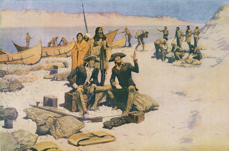 Lewis And Clark At The Mouth Of The Columbia River Painting by Frederic Remington