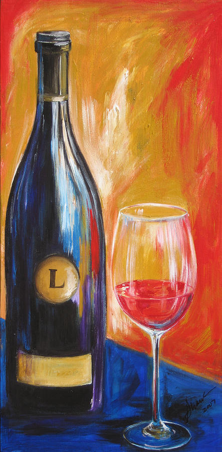 Wine Bottle Painting - Lewis by Sheri  Chakamian