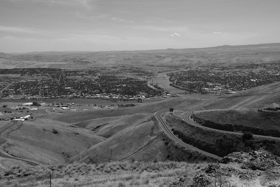 Lewiston Idaho Carkston WA in Black and White Photograph by Ron Roberts