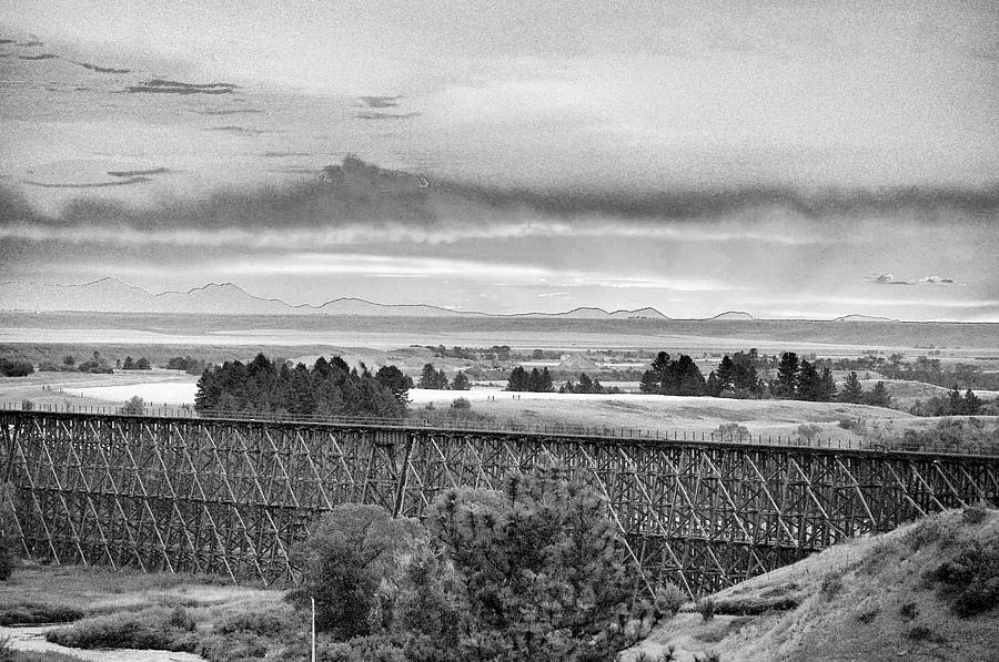 Black And White Photograph - Lewistown Trestle Black and White by Tommy Ray Fowler