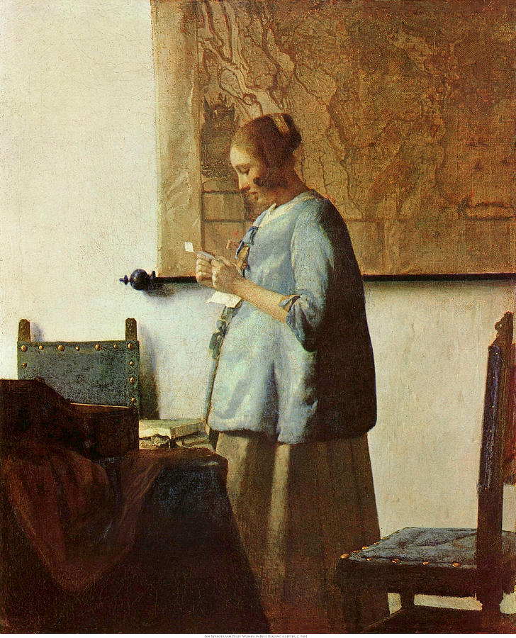 Jan Vermeer Photograph - Woman in Blue - Johannes Vermeer Painting Print by Georgia Clare