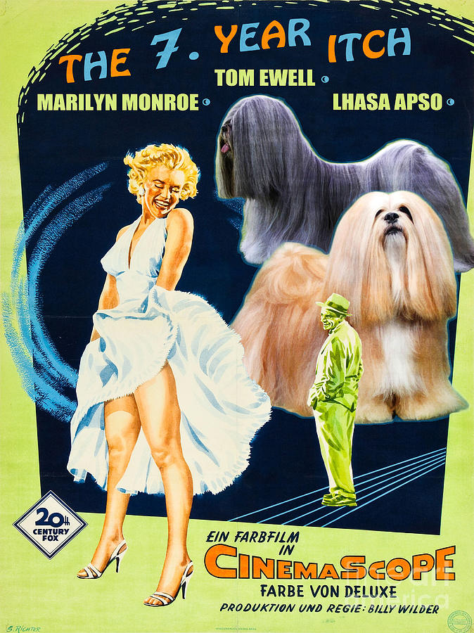 Lhasa Apso Art - The Seven Year Itch Movie Poster Painting by Sandra Sij