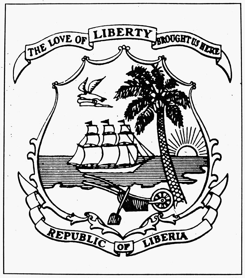 Liberian Coat Of Arms Painting by Granger