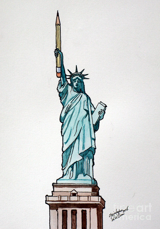 Liberty and Freedom for All Drawing by Christopher Shellhammer