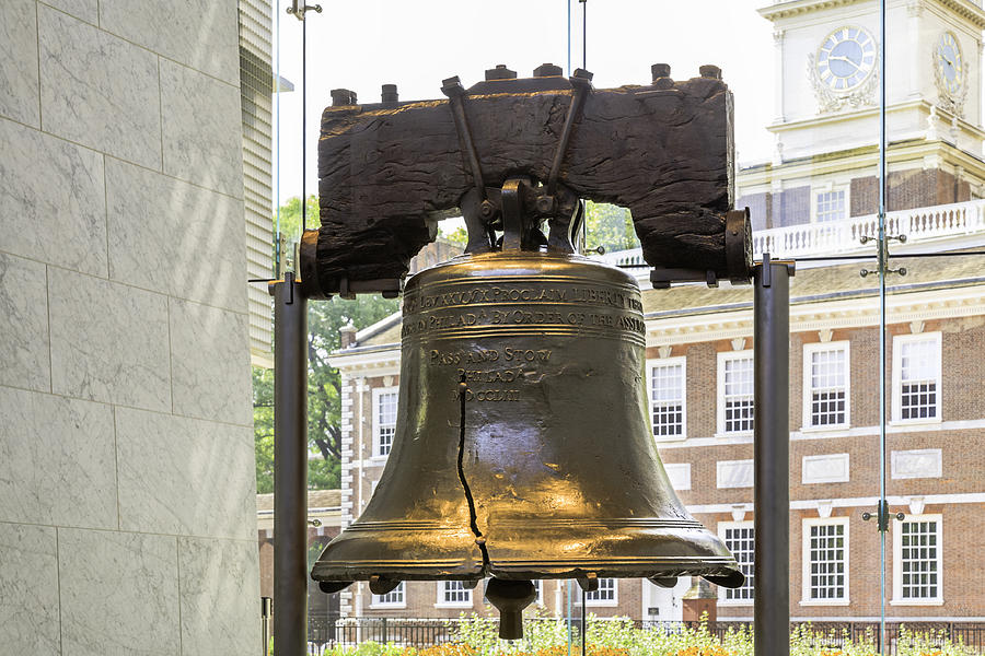 Liberty Bell with Independence Hall in background Photograph by Dszc