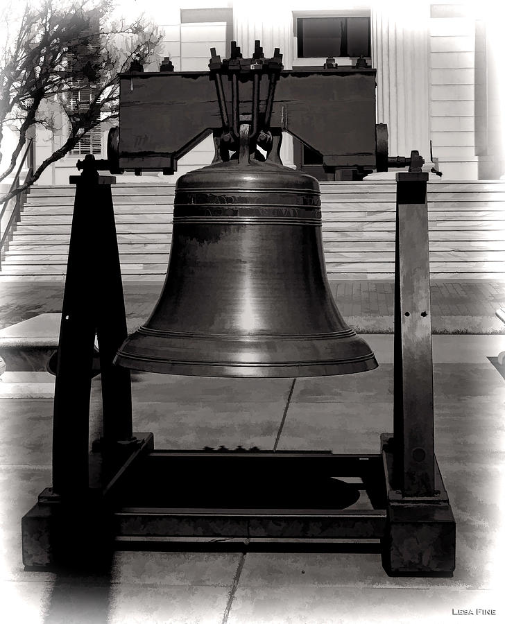 Liberty Bell Alabama State Capital Building BW  Photograph by Lesa Fine