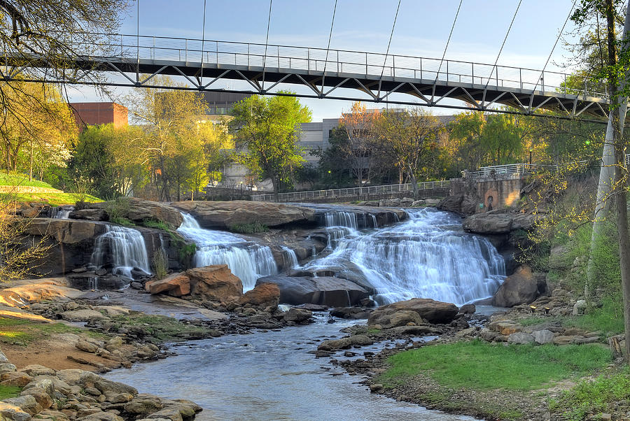 Liberty Bridge In Downtown Greenville SC  Falls Park Photograph by Willie Harper