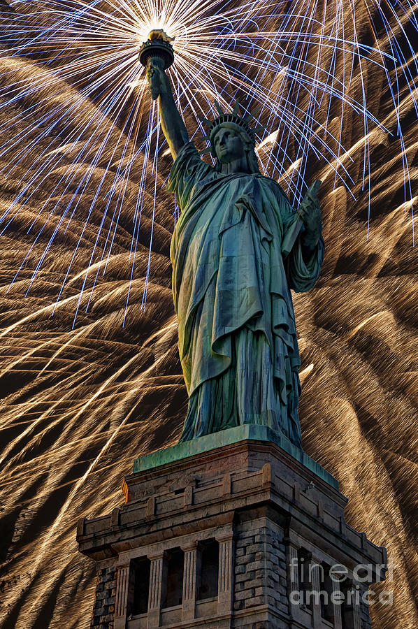 Liberty Fireworks Photograph by Steve Purnell