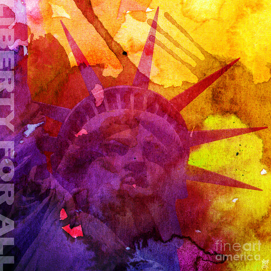 Music Digital Art - Liberty For All Watercolour by Neil Finnemore