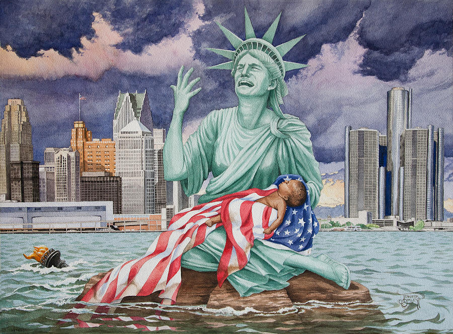 Statue Of Liberty Painting - Libertys Lament by Jennifer Oakley-Delaplante.