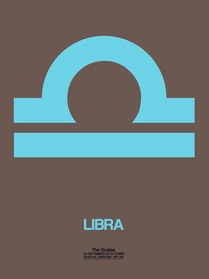 Libra Digital Art - Libra Zodiac Sign Blue by Naxart Studio