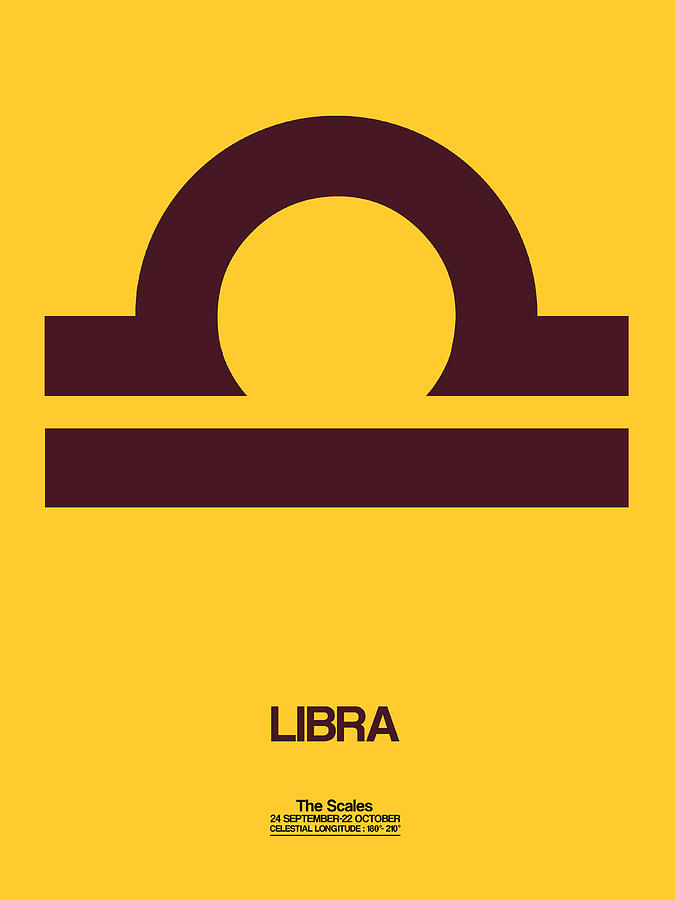 Libra Digital Art - Libra Zodiac Sign Brown by Naxart Studio
