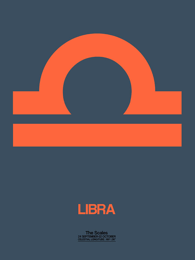 Libra Digital Art - Libra Zodiac Sign Orange by Naxart Studio