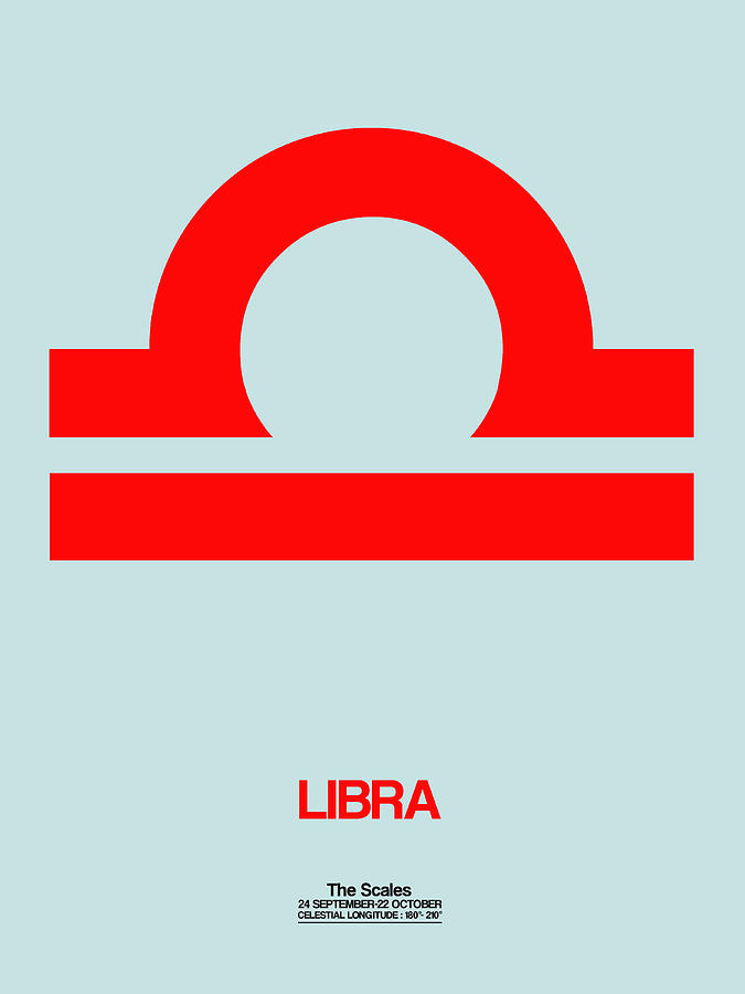 Libra Digital Art - Libra Zodiac Sign Red by Naxart Studio