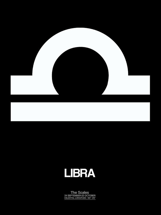 Libra Digital Art - Libra Zodiac Sign White by Naxart Studio