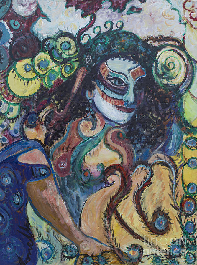Abstract Surrealism Painting - Librarian of the Night #1 by Avonelle Kelsey Abstract Surrealism Painting - Librarian of the Night #1 by Avonelle Kelsey