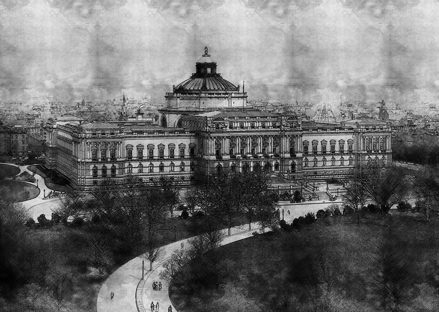 Library of Congress Washington DC 1902 Sketch Photograph by Celestial Images