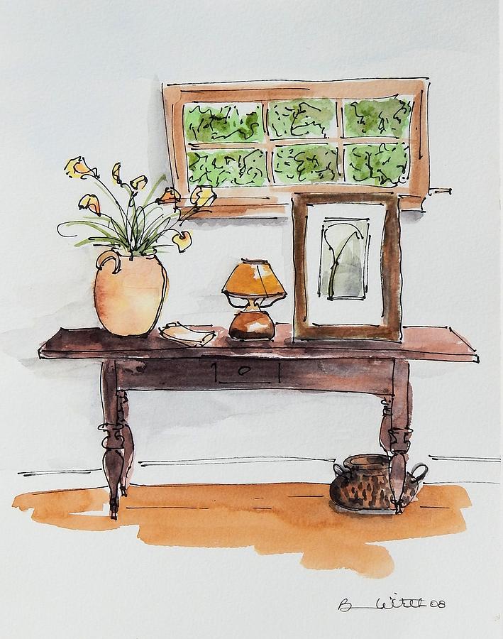 Library Table Painting by Barbara Wirth
