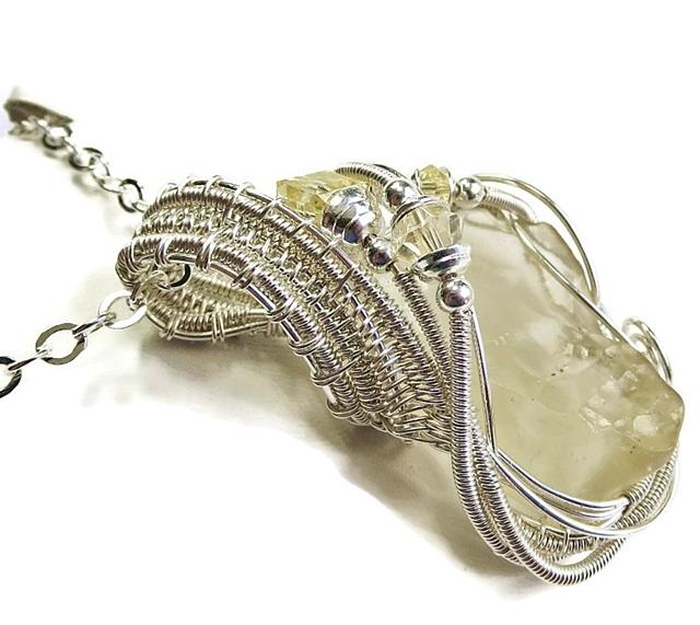 Libyan Desert Glass Swarovski Crystal And Sterling Silver Pendant   Libyan Desert Glass Swarovski Crystal And Sterling Silver Pendant Ldgpss3 Heather Jordan 