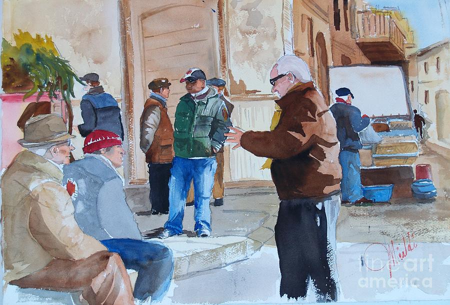 Licata Piazza Painting by Gerald Miraldi