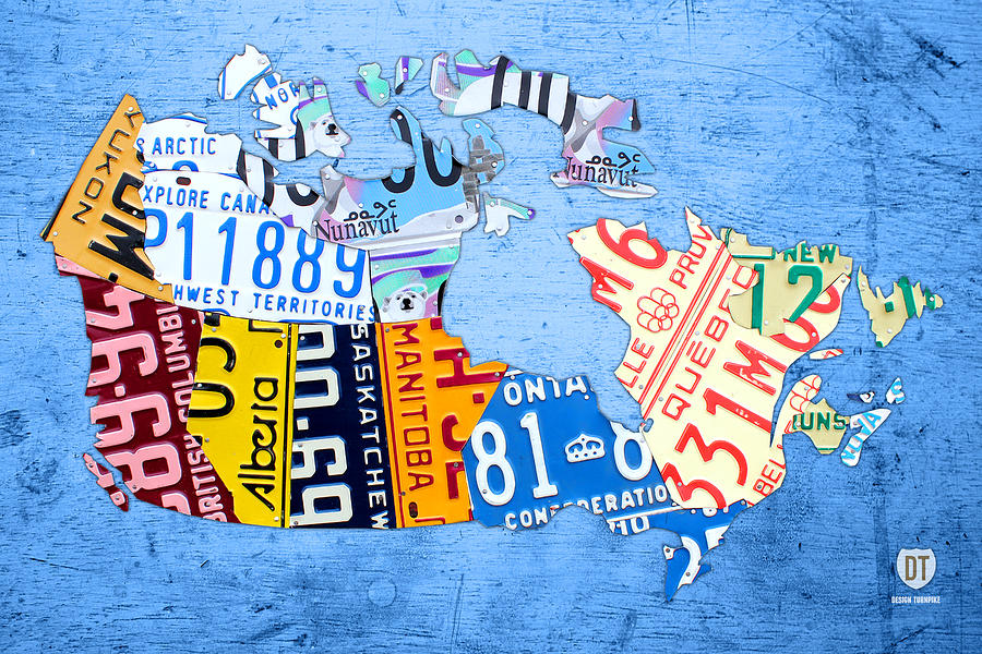 License Plate Map Of Canada On Sky Blue Mixed Media By Design Turnpike   License Plate Map Of Canada On Sky Blue Design Turnpike 