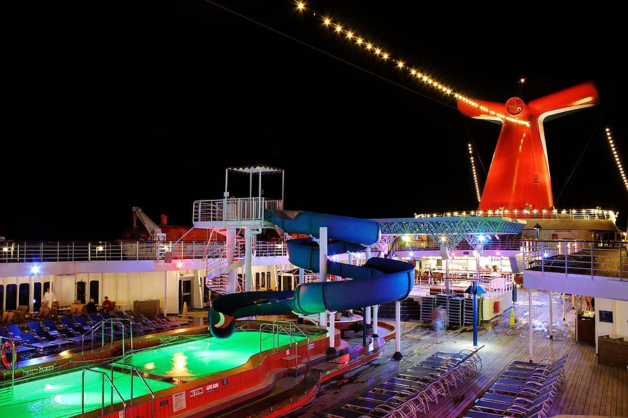 Boat Photograph - Lido Deck at Night by Jason Politte