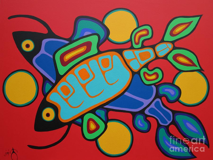 Fish Painting - Life and Death by Jim Oskineegish
