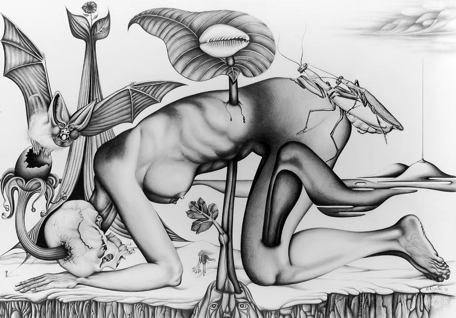 Surrealism Painting - Life And Death by Moshe Rosental Surrealism Painting - Life And Death by Moshe Rosental