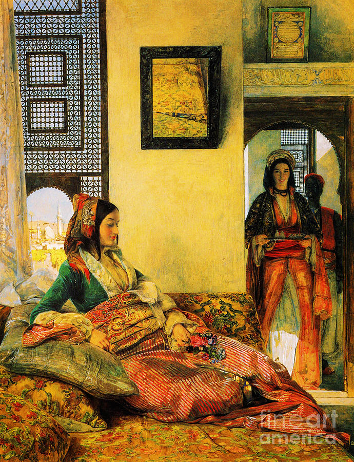 Frederick Arthur Bridgman Painting - Life in the Hareem Cairo by Celestial Images
