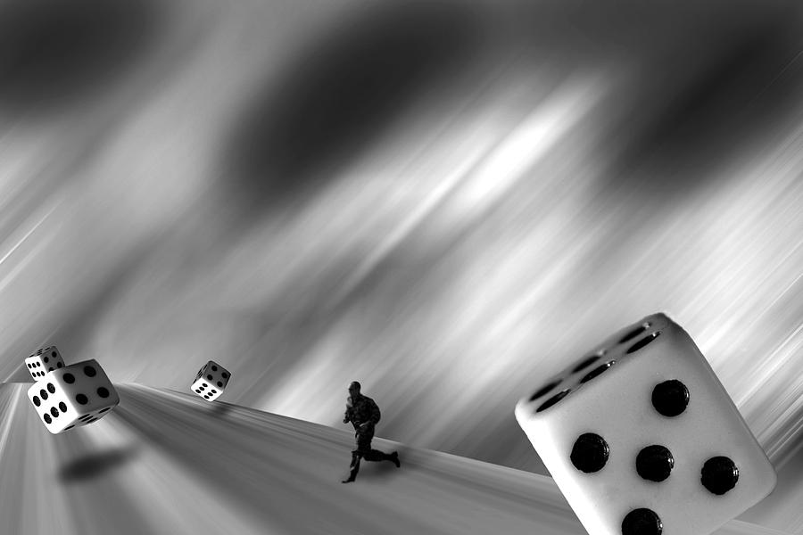 Black And White Digital Art - Life is a Gamble by Phil Dyer