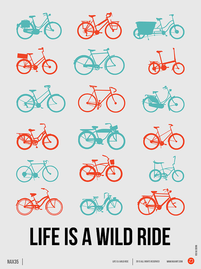 Typography Digital Art - Life is a Wild Ride Poster 2 by Naxart Studio