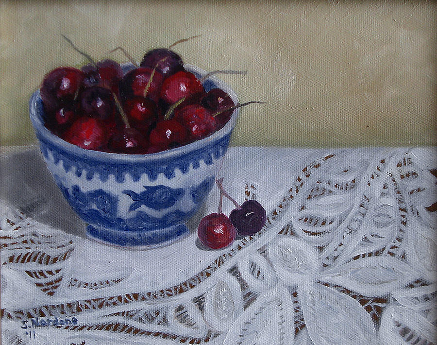 Life is Just a Bowl of Cherries Painting by Sandra Nardone | Fine Art ...