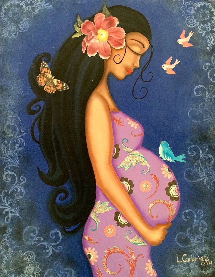Pregnant Painting - Life by Maria Cabriza