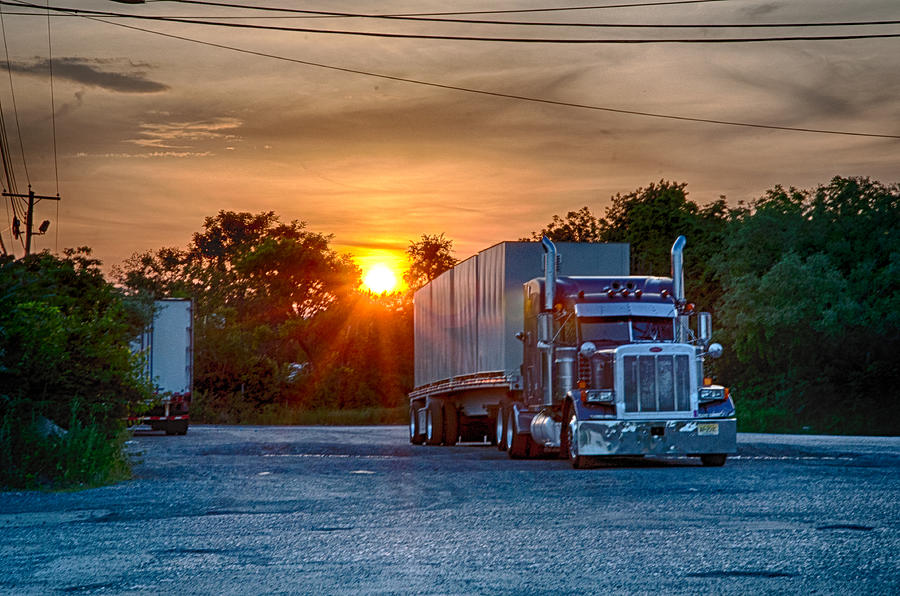Sunset Photograph - Life of a Trucker by Ryan Crane