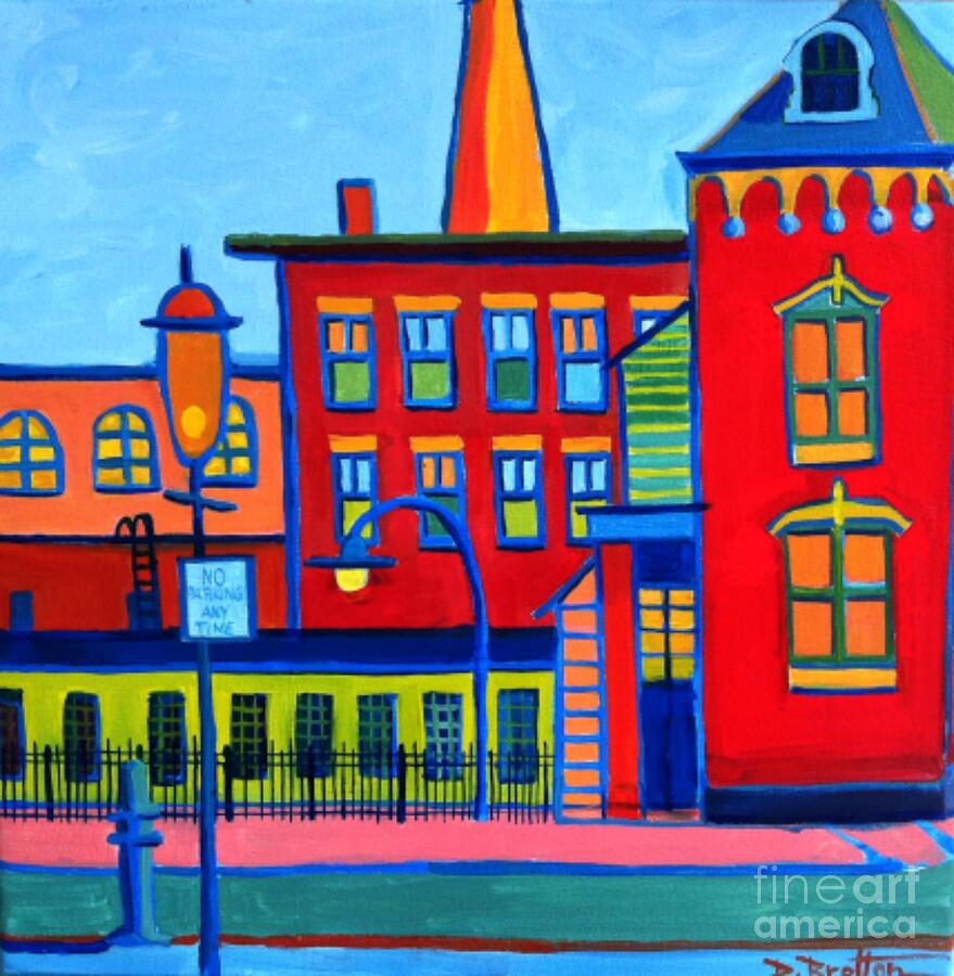 Landscape Painting - Life Revolving in the City Lowell MA by Debra Bretton Robinson Landscape Painting - Life Revolving in the City Lowell MA by Debra Bretton Robinson