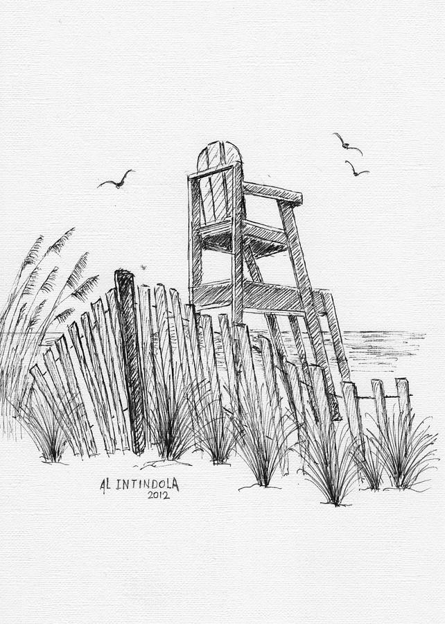 Lifeguard stand Drawing by Al Intindola