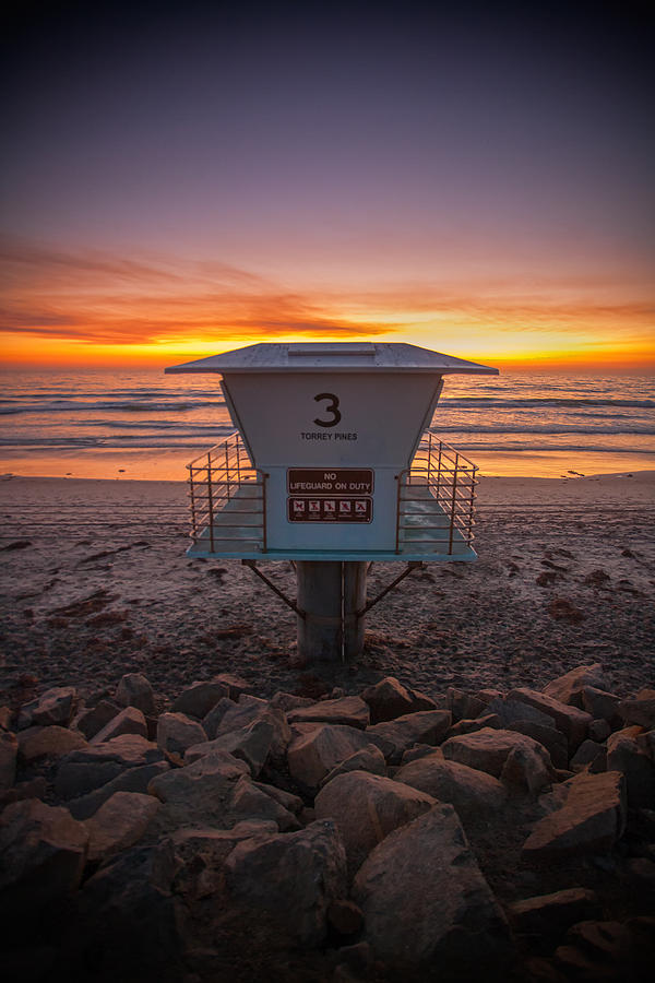 Beach Photograph - Lifeguard Tower at Dusk by Peter Tellone