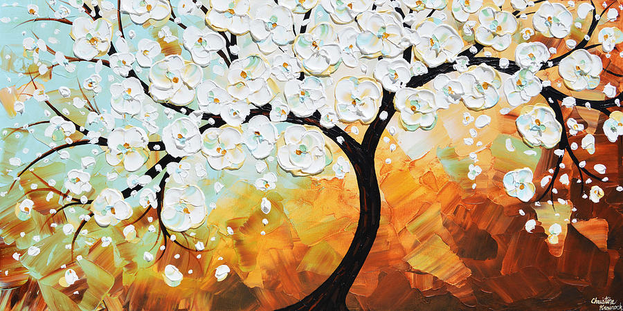 Tree Painting - Lifes Innocence - White Cherry Tree by Christine Bell