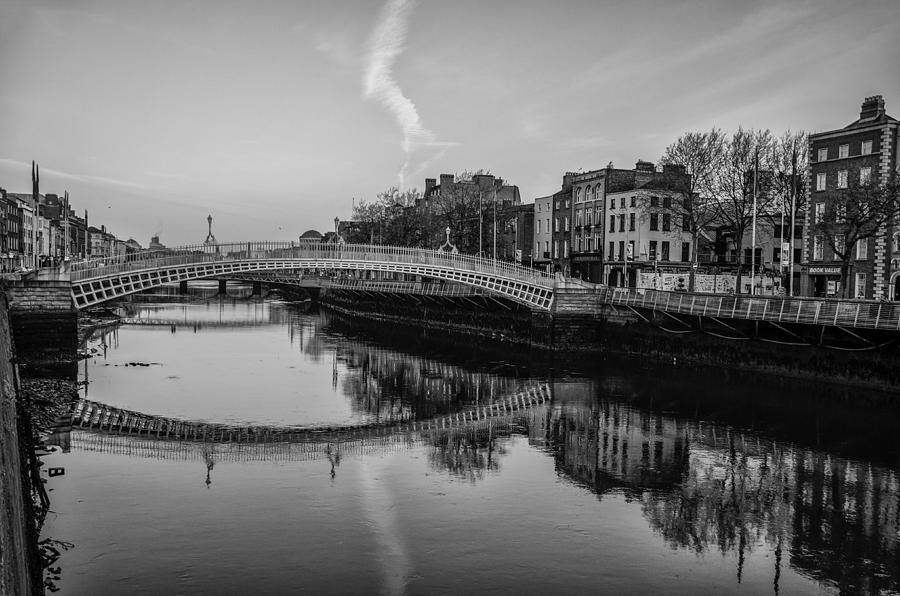 Liffey River Dublin Ireland in Black and White Photograph by Bill Cannon