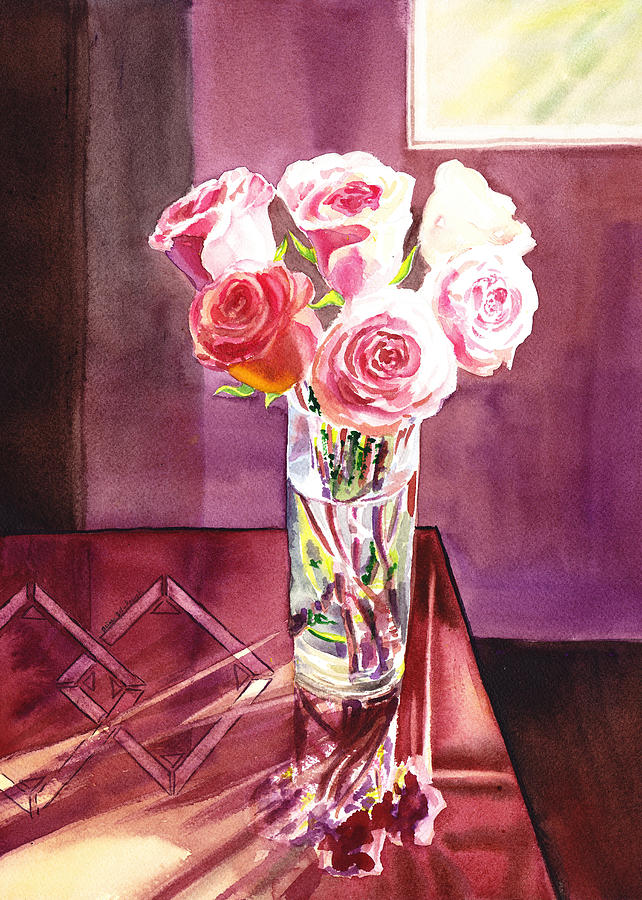 Light And Roses Impressionistic Still Life Painting by Irina Sztukowski