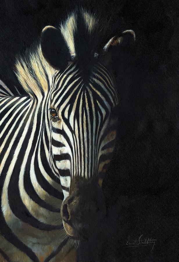 Zebra Painting - Light and Shade by David Stribbling