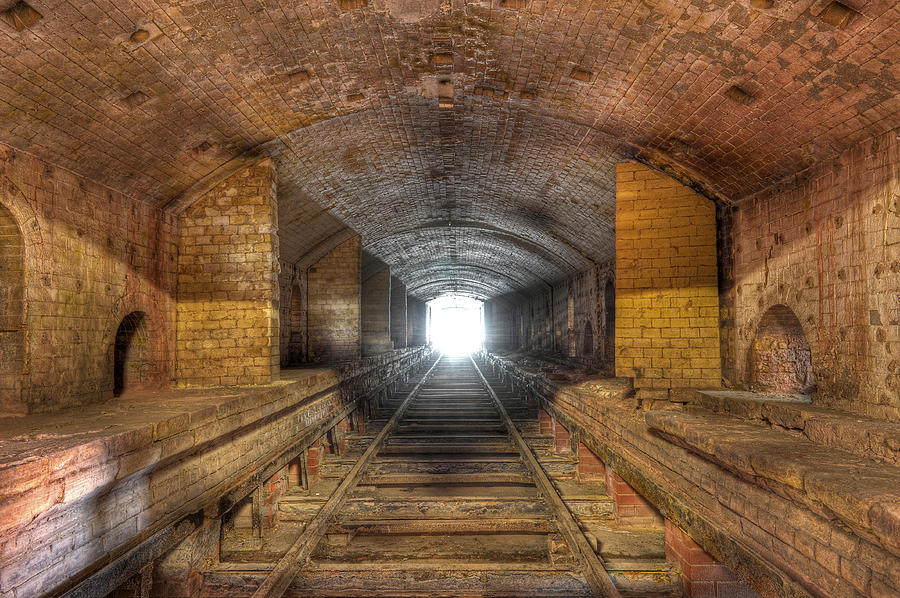 Train Photograph - Light at the End of the Tunnel by Claudio Bacinello