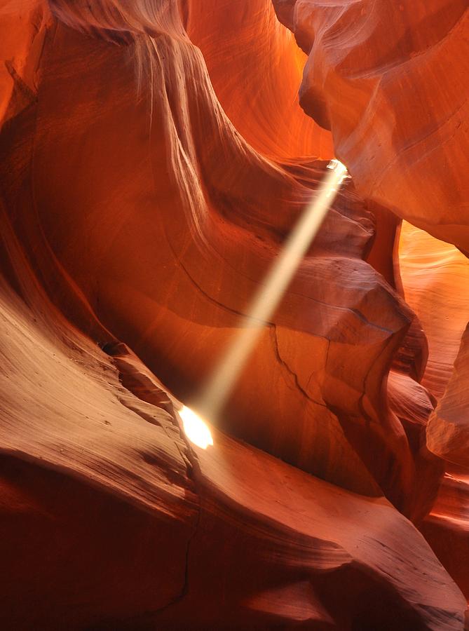 Landscape Photograph - Light beam in Canyon by Nian Chen