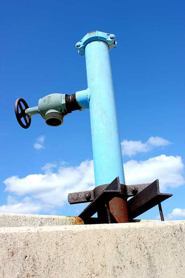 City Mixed Media - Light Blue Pipe Industrial Decay Series No 005 by Design Turnpike