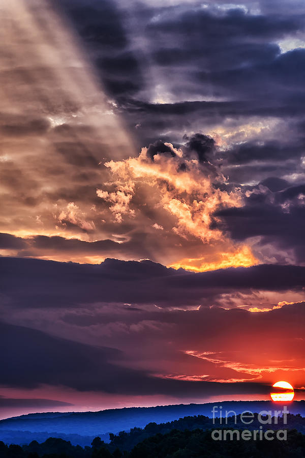 Usa Photograph - Light Breaks through Clouds Sunrise by Thomas R Fletcher
