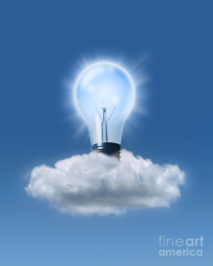 Light Photograph - Light Bulb In Cloud by Mike Agliolo