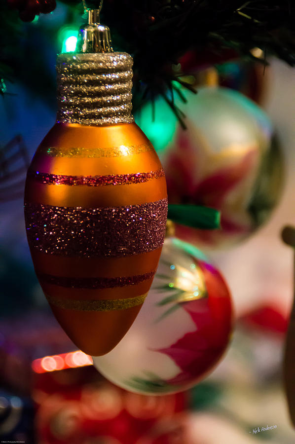 Christmas Photograph - Light Bulb Ornament by Mick Anderson