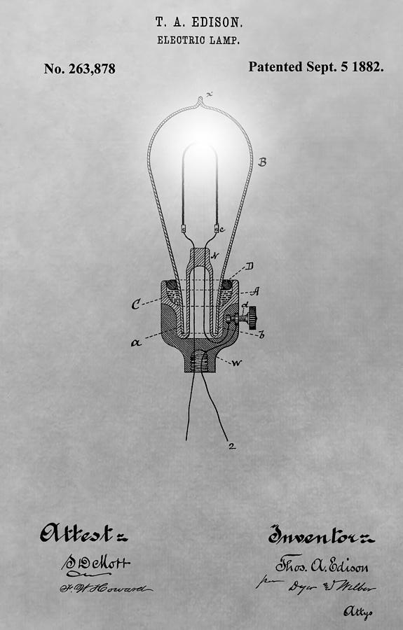 Electric Lamp Patent Digital Art by Dan Sproul