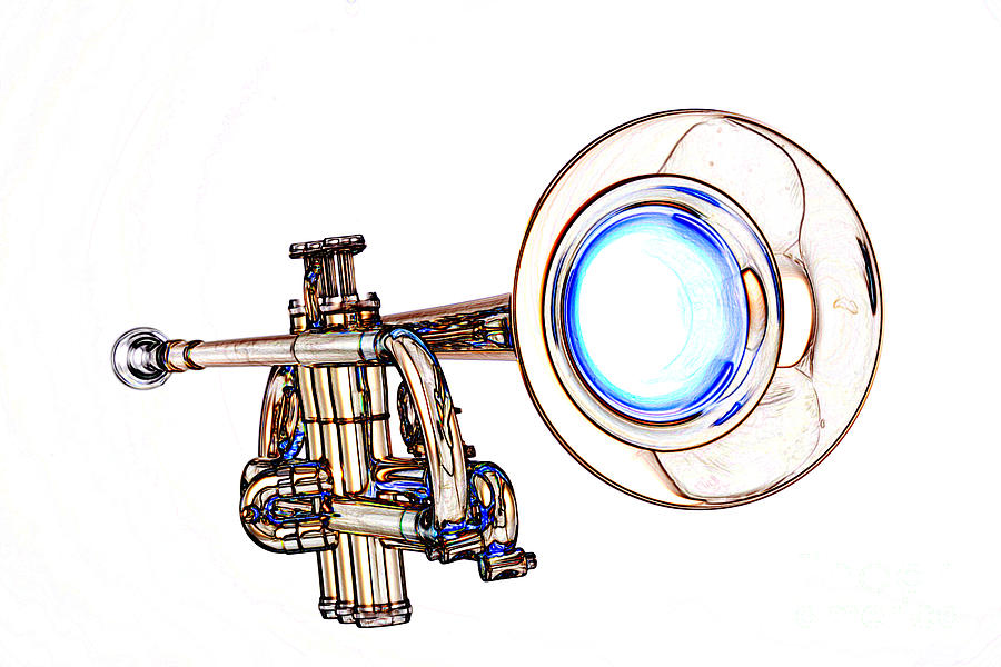 Light Color Drawing of a Trumpet Bell Isolated 3018.06 Photograph by M K Miller
